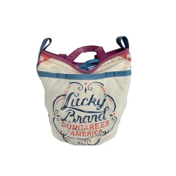 Lucky Brand Dungarees Canvas Tote Bucket Bag - Picture 3 of 10